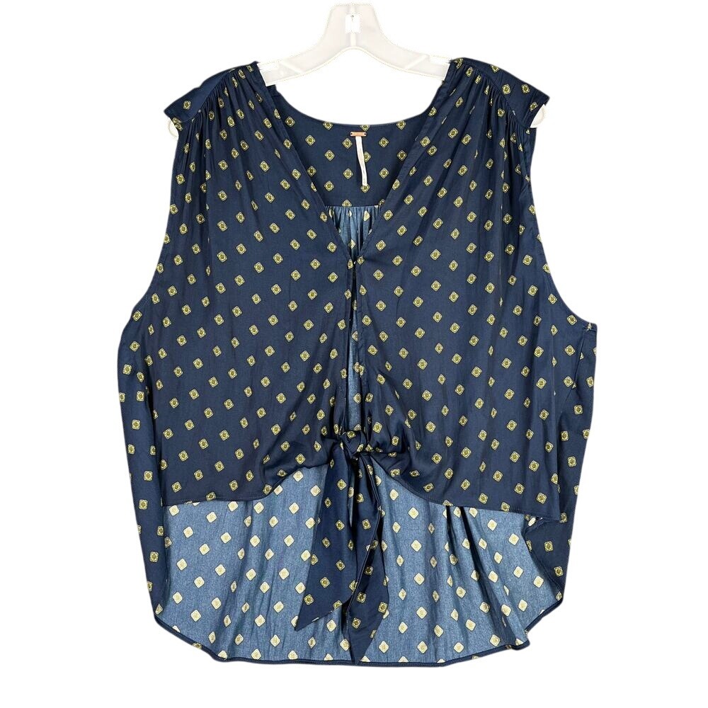Free People Flowy Sleeveless‎ Tie Front Summer Blouse Womens M